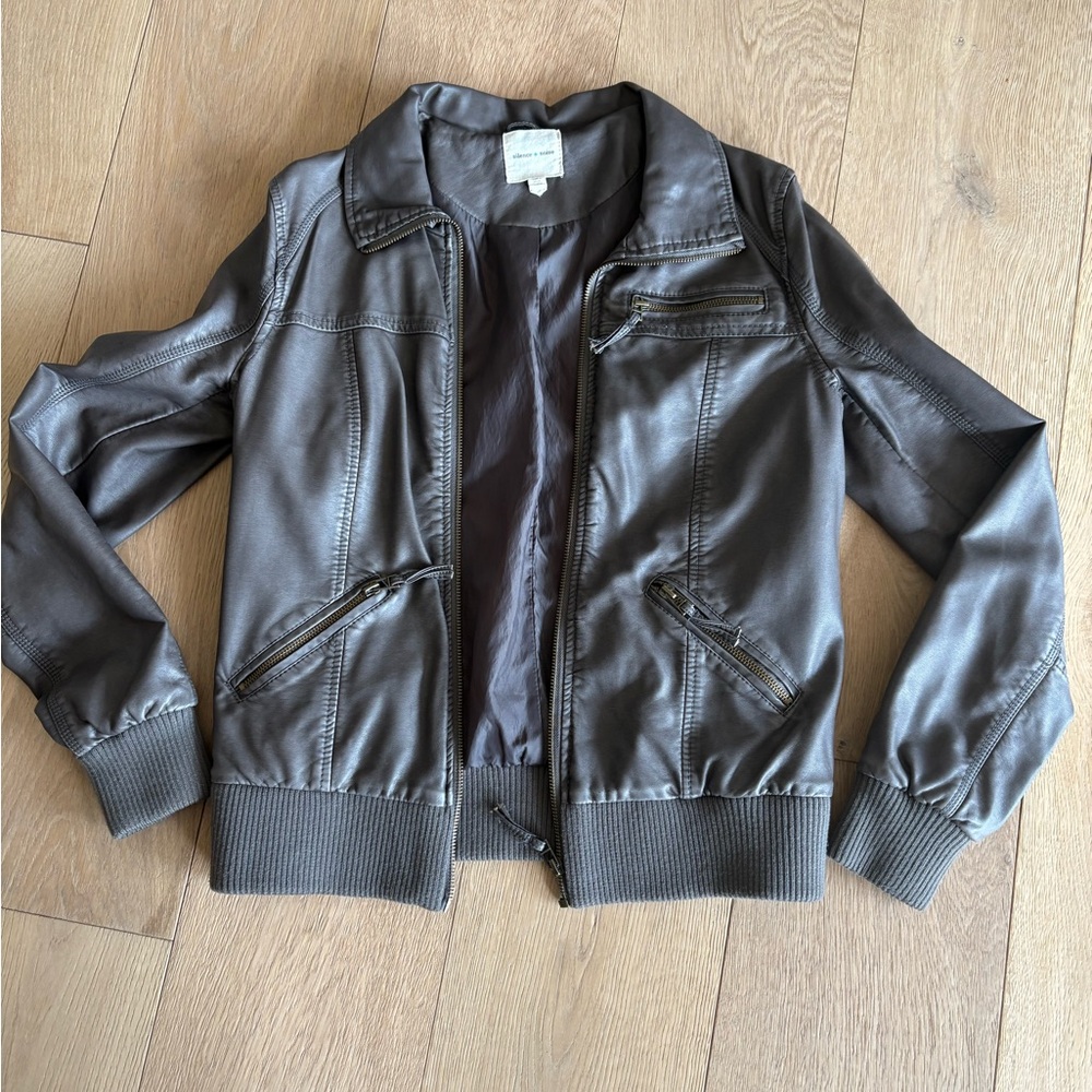 Silence + Noise Slate Faux Leather Jacket